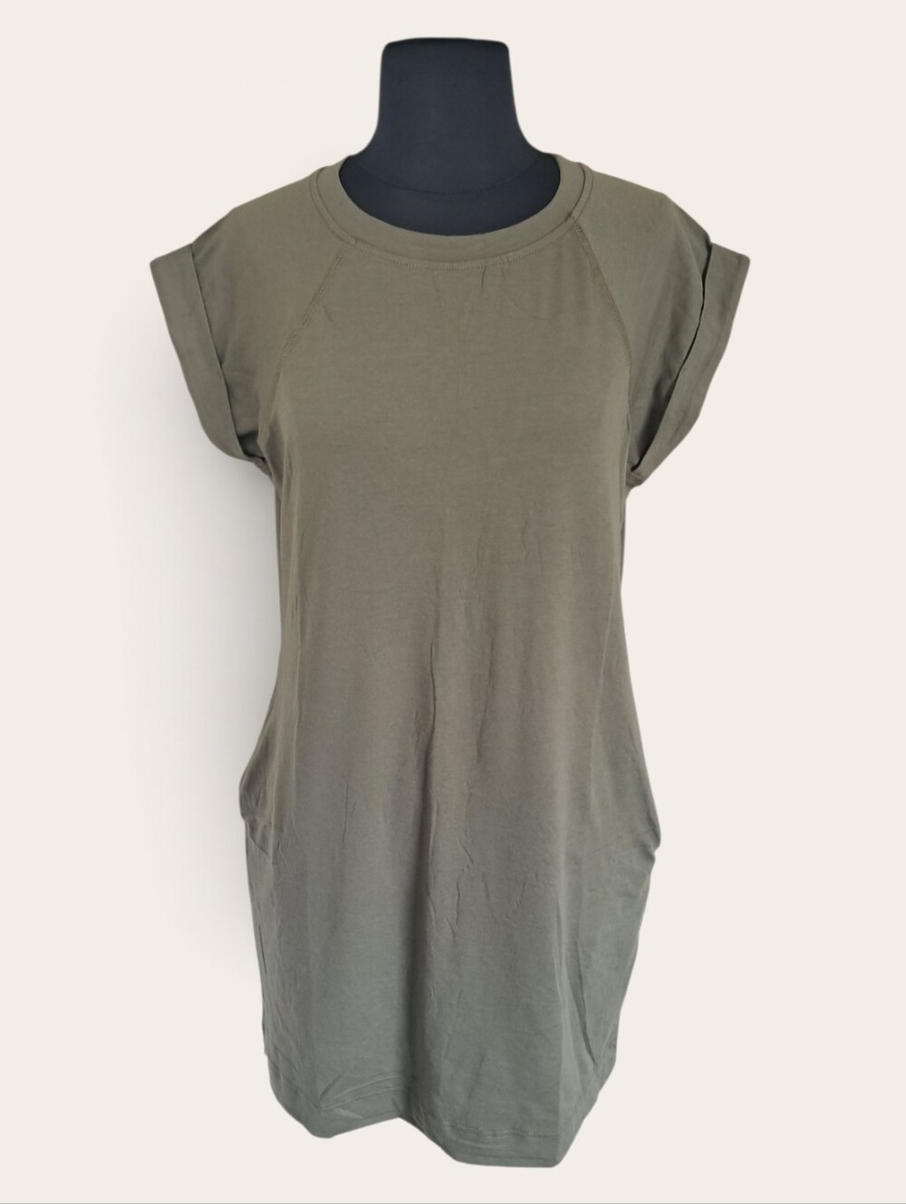 Wenrine Women's Relaxed Fit Army Green Casual T-Shirt Dress NWT